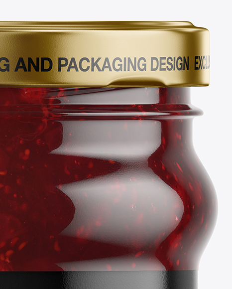 Clear Glass Jar with Cranberry Jam Mockup