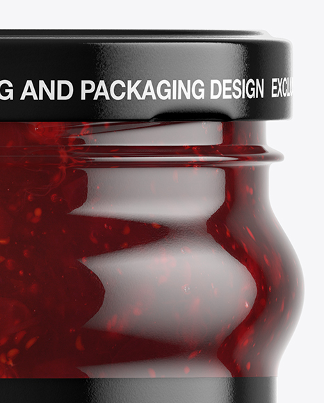 Clear Glass Jar with Cranberry Jam Mockup