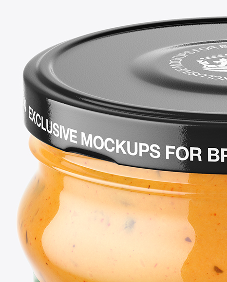 Clear Glass Chipotle Sauce Jar Mockup