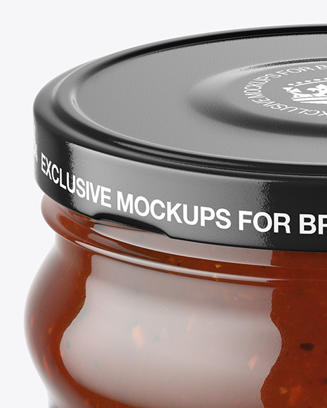 Clear Glass BBQ Sauce Jar Mockup