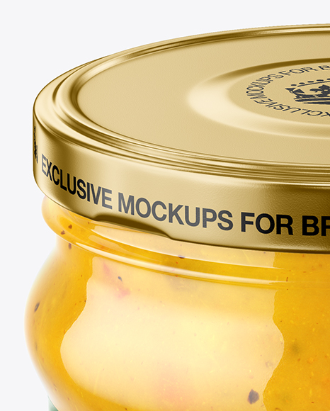 Clear Glass Curry Sauce Jar Mockup