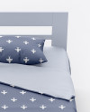 Double Bed with Cotton Linens Mockup