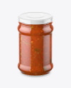 Clear Glass Taco Sauce Jar Mockup