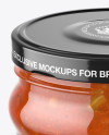 Clear Glass Taco Sauce Jar Mockup