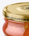 Clear Glass Taco Sauce Jar Mockup