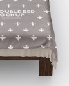 Double Bed with Silk Linens Mockup