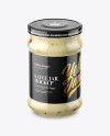 Clear Glass Garlic Sauce Jar Mockup