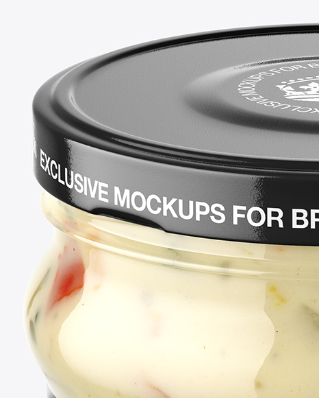 Clear Glass Garlic Sauce Jar Mockup