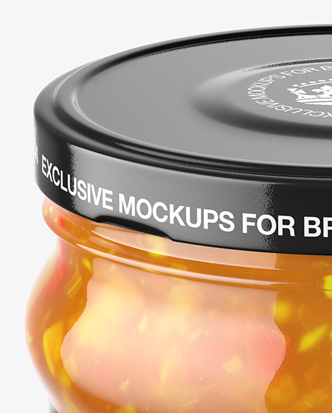 Clear Glass Sweet & Sour Sauce Jar Mockup