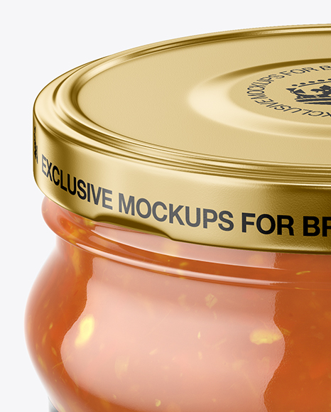 Clear Glass Sweet & Sour Sauce Jar Mockup