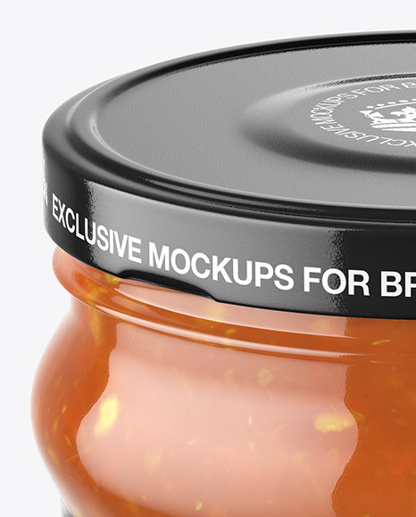 Clear Glass Sweet &amp; Sour Sauce Jar Mockup