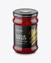 Clear Glass Jar with Strawberry Jam Mockup