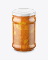 Clear Glass Jar with Apricot Jam Mockup