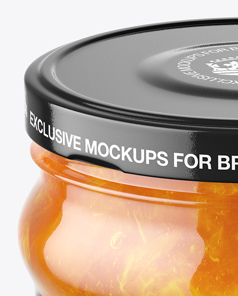 Clear Glass Jar with Apricot Jam Mockup