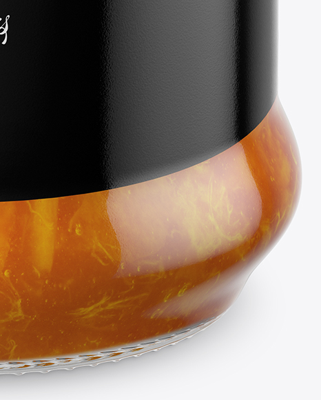 Clear Glass Jar with Apricot Jam Mockup