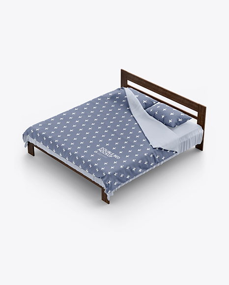 Double Bed with Cotton Linens Mockup