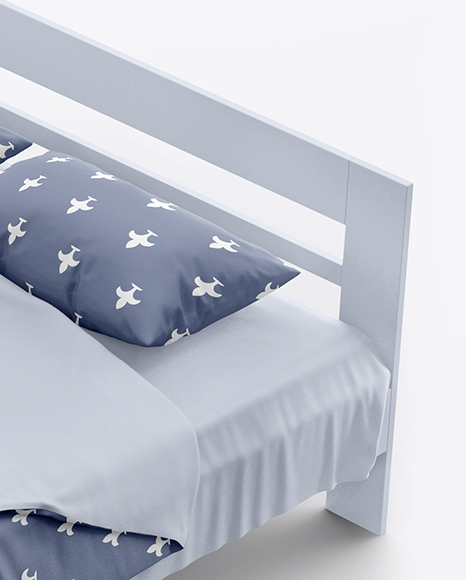 Double Bed with Cotton Linens Mockup