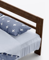 Double Bed with Cotton Linens Mockup