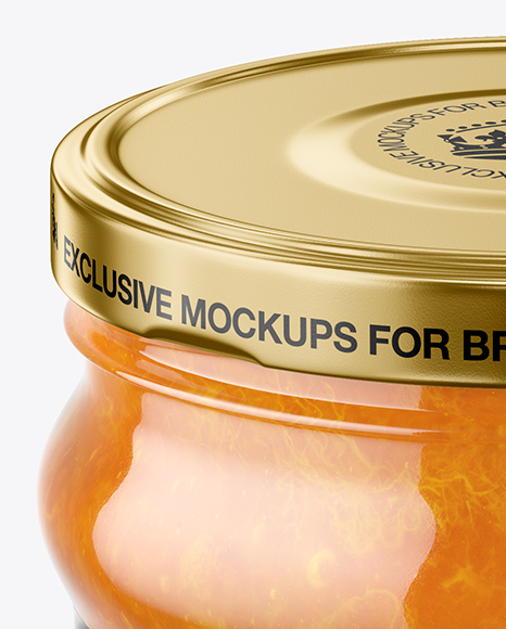 Clear Glass Jar with Apricot Jam Mockup