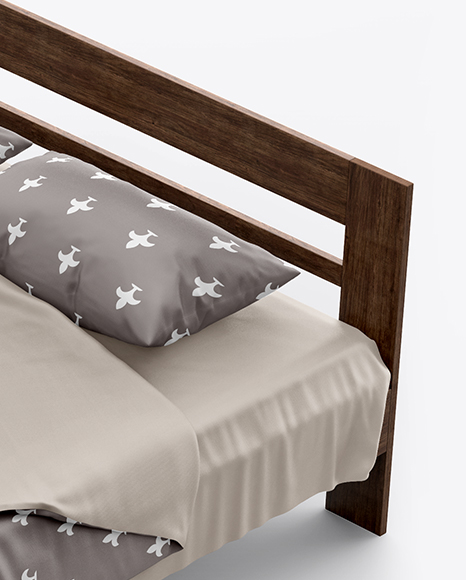 Double Bed with Silk Linens Mockup