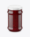 Clear Glass Jar with Cranberry Jam Mockup