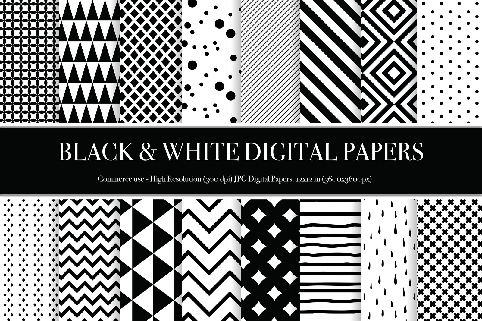 Black and White Digital Papers Black and White Digital Papers