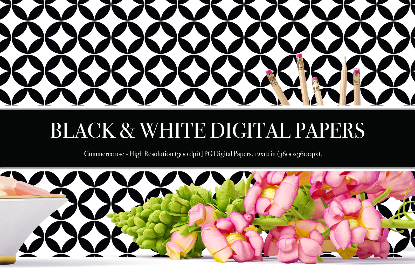 Black and White Digital Papers Black and White Digital Papers