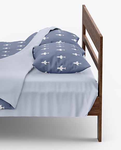 Double Bed with Cotton Linens Mockup