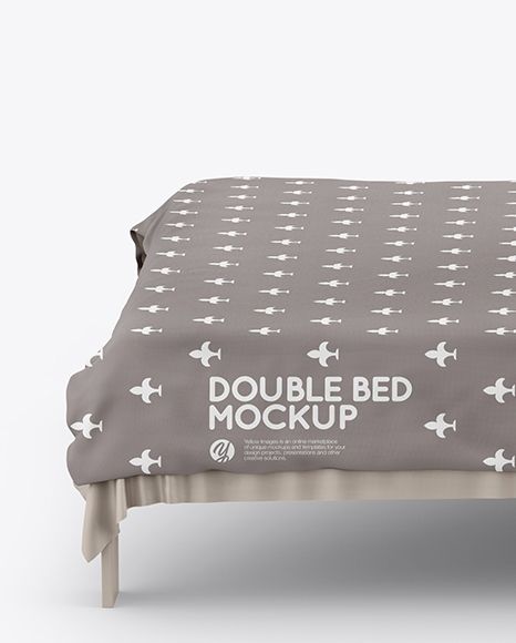 Double Bed with Silk Linens Mockup