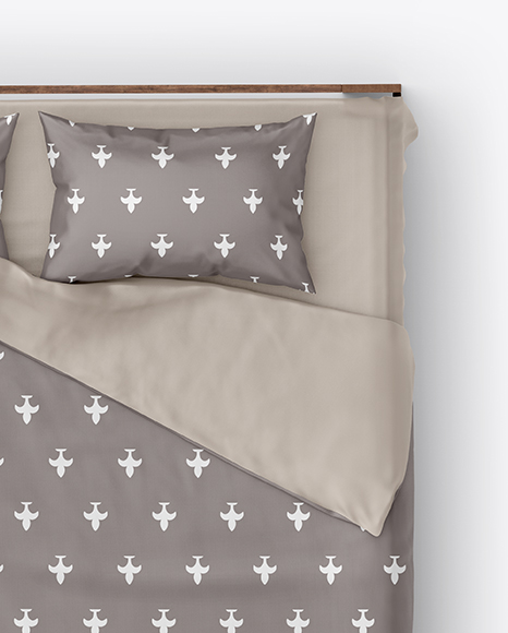 Double Bed with Silk Linens Mockup