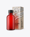 50ml Red Glass Сosmetic Bottle W/ Kraft Box Mockup