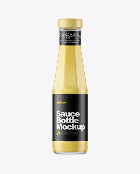 Clear Glass Bottle with Mustard Sauce Mockup