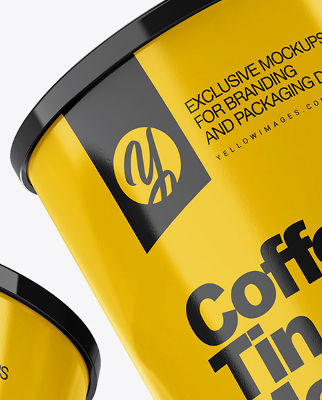 Two Glossy Coffee Tin Cans Mockup