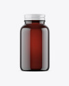 Empty Dark Amber Glass Pills Bottle Mockup