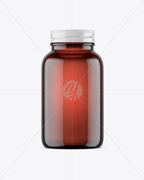 Empty Amber Glass Pills Bottle Mockup