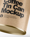 Two Coffee Tin Cans with Kraft Label Mockup