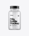 Empty Clear Glass Pills Bottle Mockup