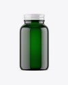 Empty Dark Green Glass Pills Bottle Mockup