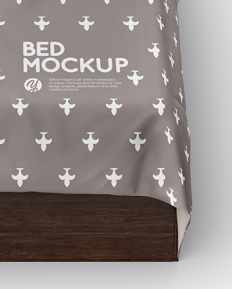 Bed with Silk Linens Mockup