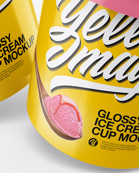 Two Glossy Ice Cream Cups Mockup