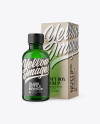 50ml Green Glass Сosmetic Bottle W/ Kraft Box Mockup