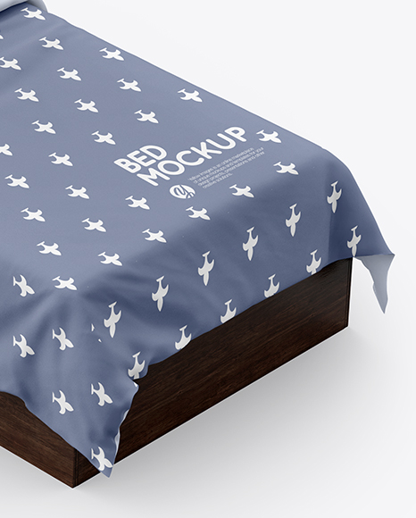 Bed with Cotton Linens Mockup