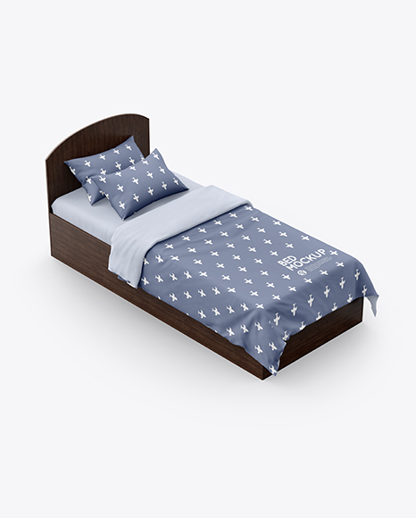 Bed with Cotton Linens Mockup