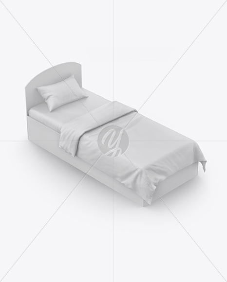 Bed with Silk Linens Mockup