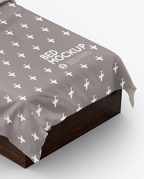 Bed with Silk Linens Mockup