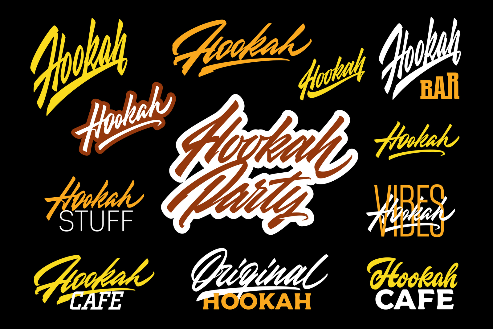 Hookah vector lettering set