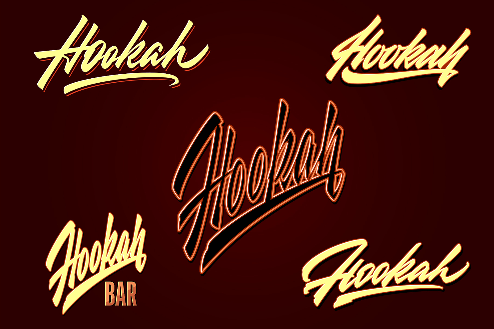 Hookah vector lettering set