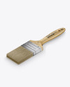 Brush With Wooden Grip &amp; Kraft Label Mockup - Half Side View (High-Angle Shot)