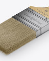 Brush With Wooden Grip &amp; Kraft Label Mockup - Half Side View (High-Angle Shot)