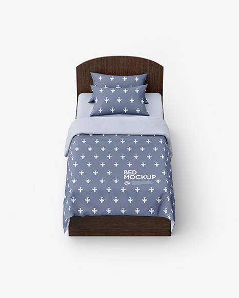 Bed with Cotton Linens Mockup